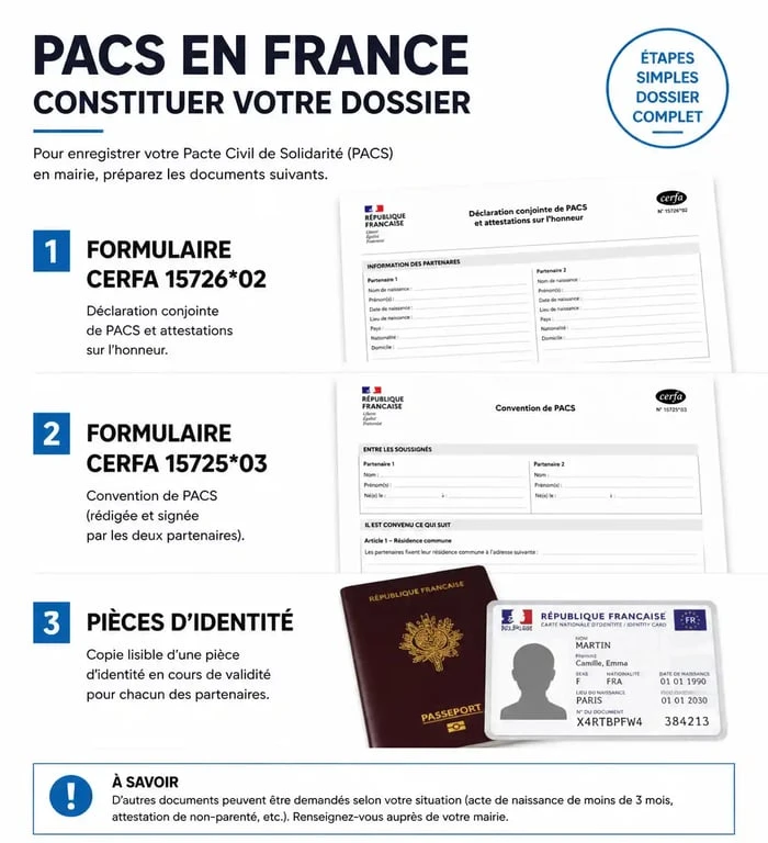Étapes pour remplir le formulaire Cerfa 15726 et constituer son dossier de PACS