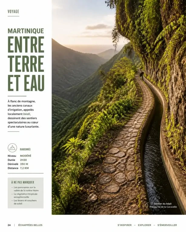 Randonnée du Canal de Beauregard en Martinique, sentier aérien à flanc de falaise